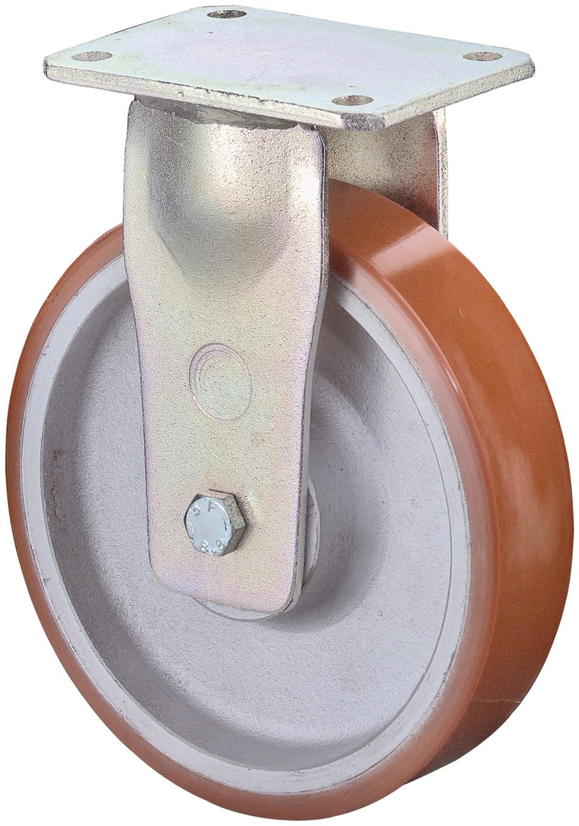 Schwerlast-Bockrolle 125 mm von BS ROLLEN – 550 kg Tragkraft, Guß-Polyurethan, Plattenbefestigung