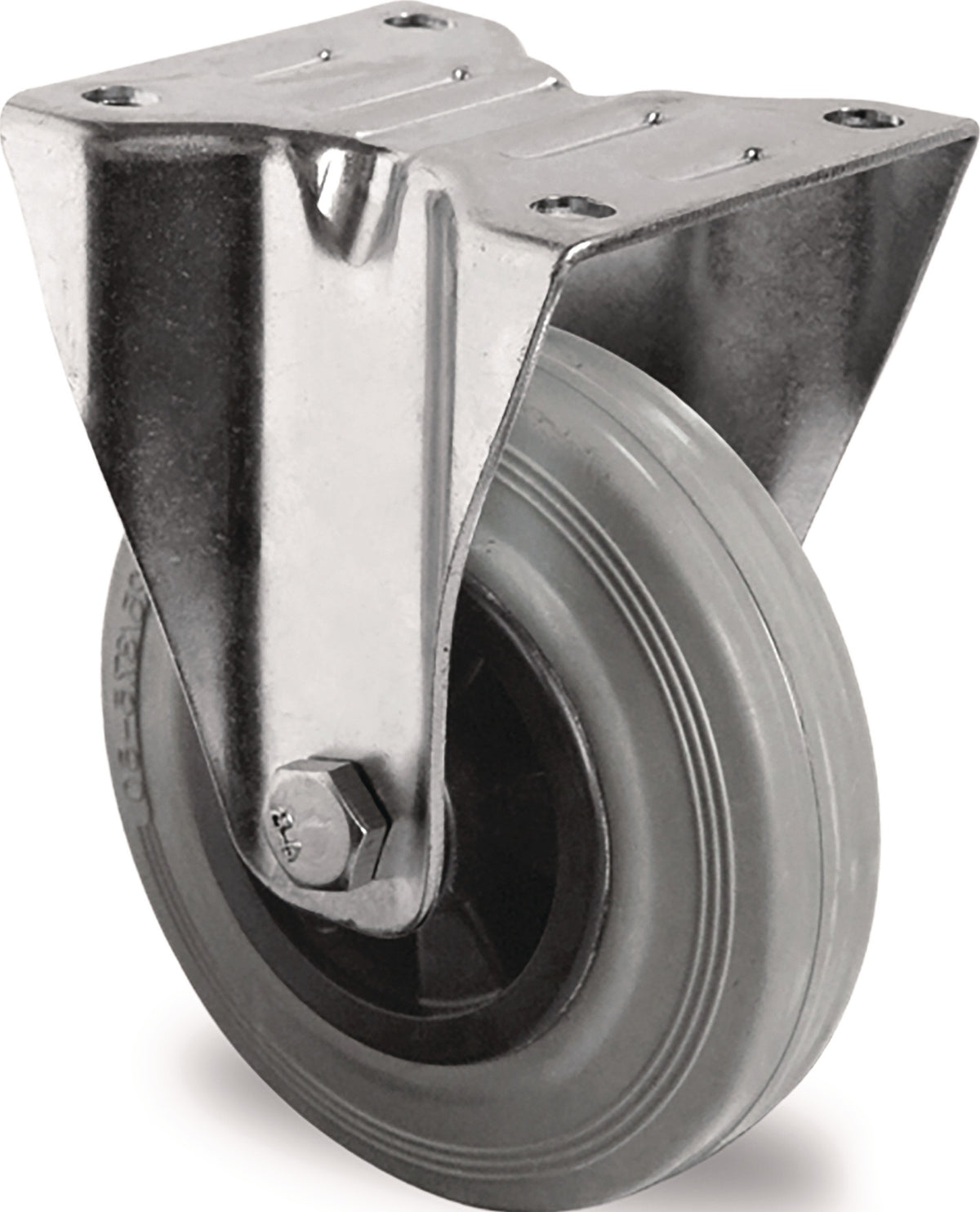 PROMAT Bockrolle 160 mm Vollgummi mit Rollenlager, 135 kg Tragkraft, Plattenbefestigung
