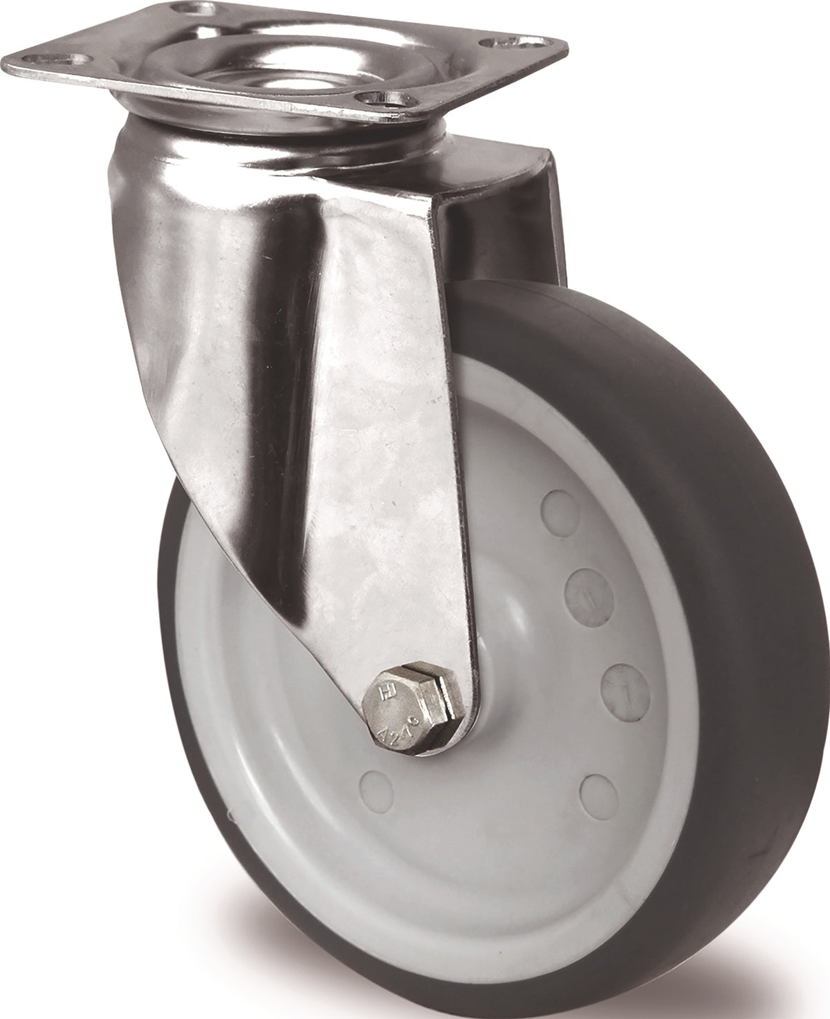 PROMAT Lenkrolle 75 mm Edelstahl TPE Gleitlager 75 kg mit Anschraubplatte