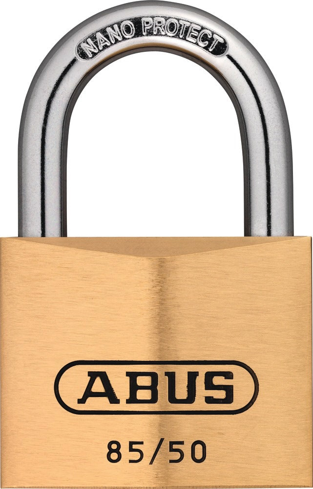 ABUS Zylindervorhangschloss 85/50HB80 – Messing, hoher Bügel, verschließend, 50 mm