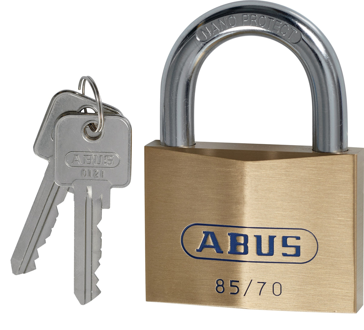 ABUS Zylindervorhangschloss 85/50HB80 – Messing, hoher Bügel, verschließend, 50 mm