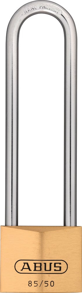 ABUS Zylindervorhangschloss 85/50HB80 – Messing, hoher Bügel, verschließend, 50 mm