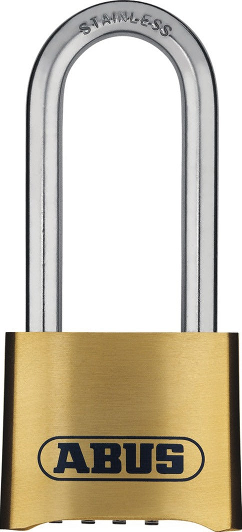ABUS Zahlenvorhangschloss 180IB/50 B/SB – Messing, 4-stelliger Code, Edelstahlbügel, wetterbeständig