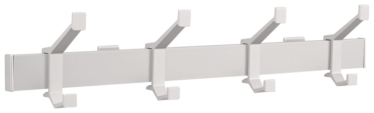 HERMETA Wandgarderobe Alu.F1 matt silber – 3 Hut-/Mantelhaken, 410 mm, Wandmontage