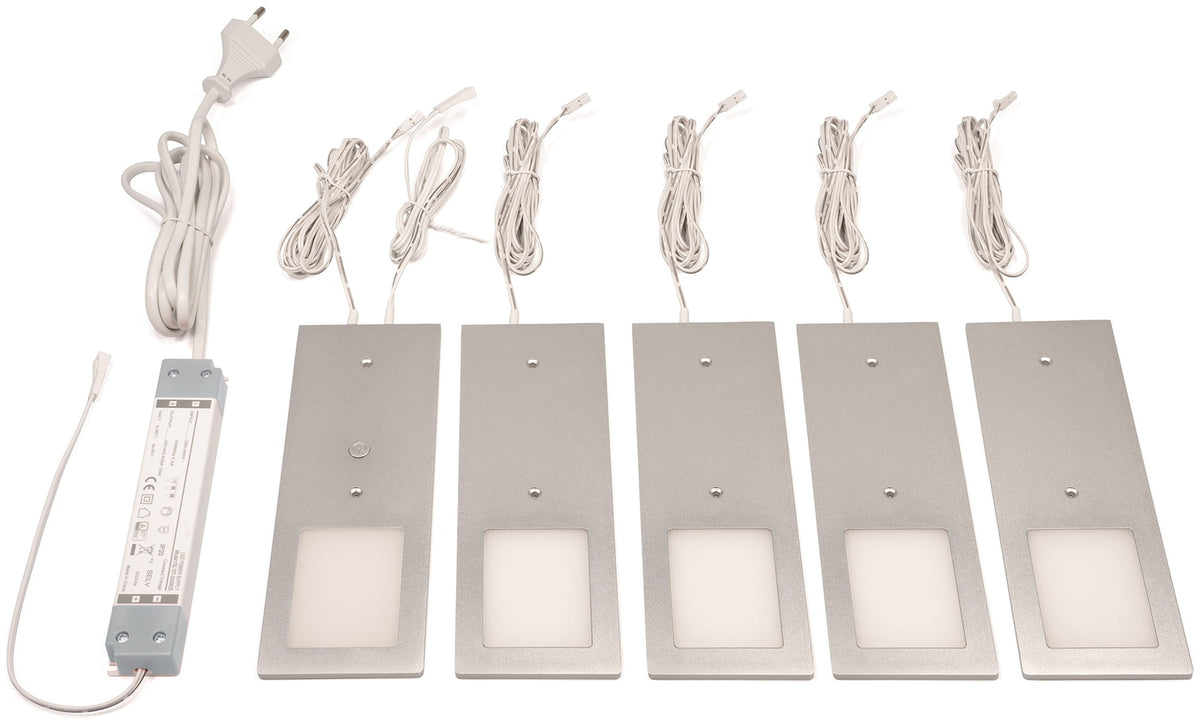 L&S Anbauleuchte Planar L neutralweiß 24V DC 3x3 W schwarz – LED-Möbelbeleuchtung mit Dimmfunktion