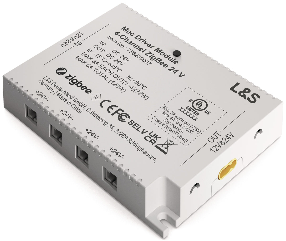 L&S Funktionsmodul Mec Driver 1 Kanal, 4 LED Ausgänge 12V DC – ZigBee Steuerung