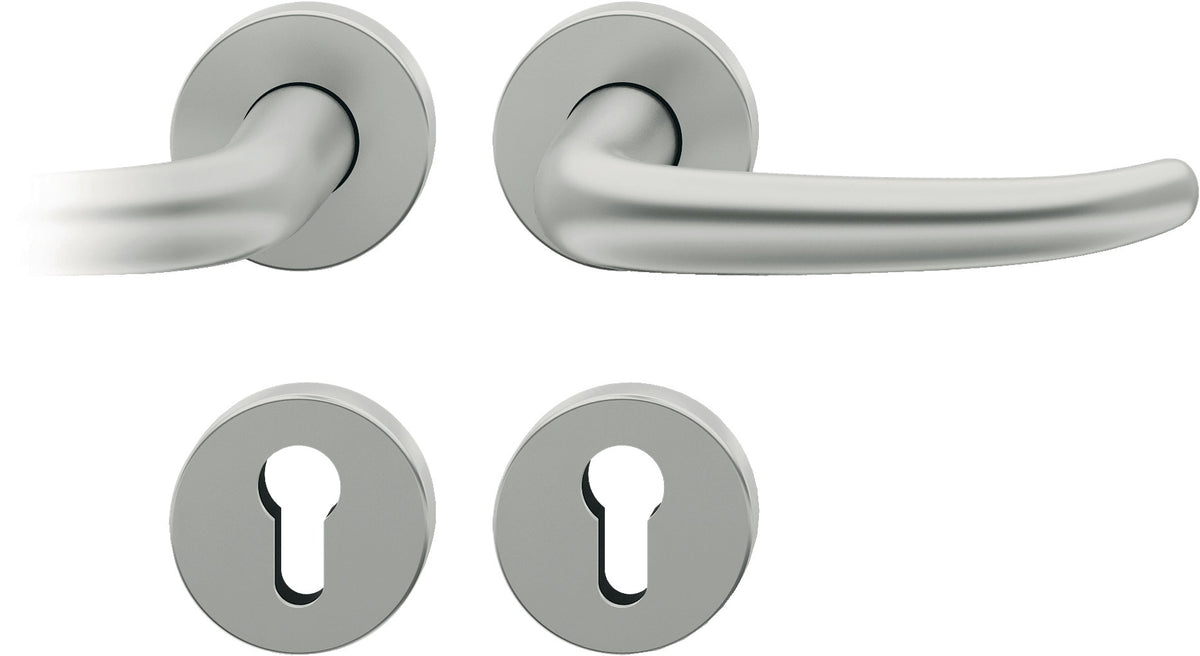 FSB Rosettengarnitur 12 1023 Alu naturfarbig U-Form DIN L/R Drückergarnitur mit Knopf