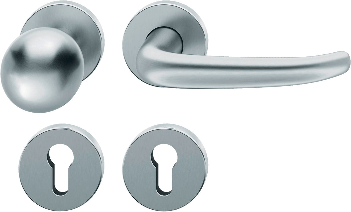 FSB Rosettengarnitur 12 1023 Alu naturfarbig U-Form DIN L/R Drückergarnitur mit Knopf