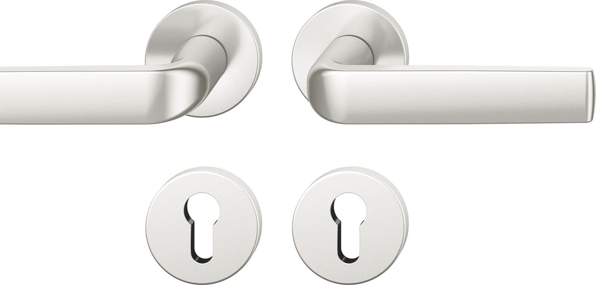 FSB Rosettengarnitur 12 1267 Aluminium DIN L/R mit Knopf – Wechselgarnitur