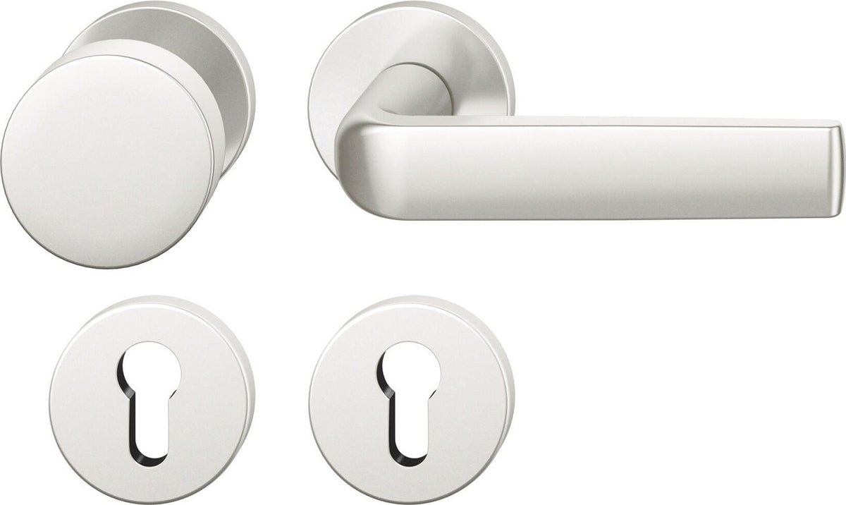 FSB Rosettengarnitur 12 1267 Aluminium DIN L/R mit Knopf – Wechselgarnitur