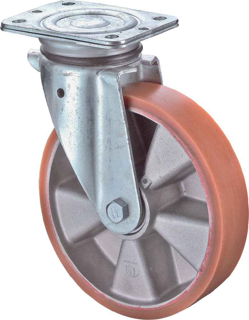 BS ROLLEN Lenkrolle 100 mm mit Platte, 200 kg Tragfähigkeit, Guß-PUR
