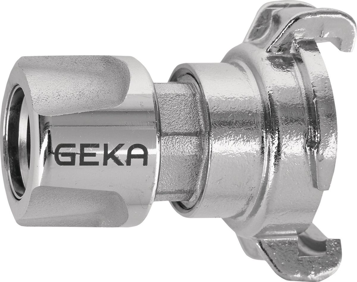 GEKA plus Übergangsstück Messing verchromt – Klaue und Steckbuchse