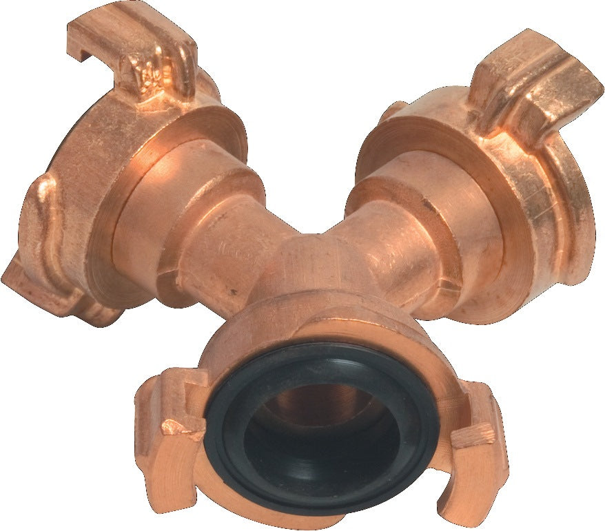 PROFEC Y-Stück Schnellkupplung Messing für Schlauchgröße 9,5-38 mm, Klauenweite 40 mm
