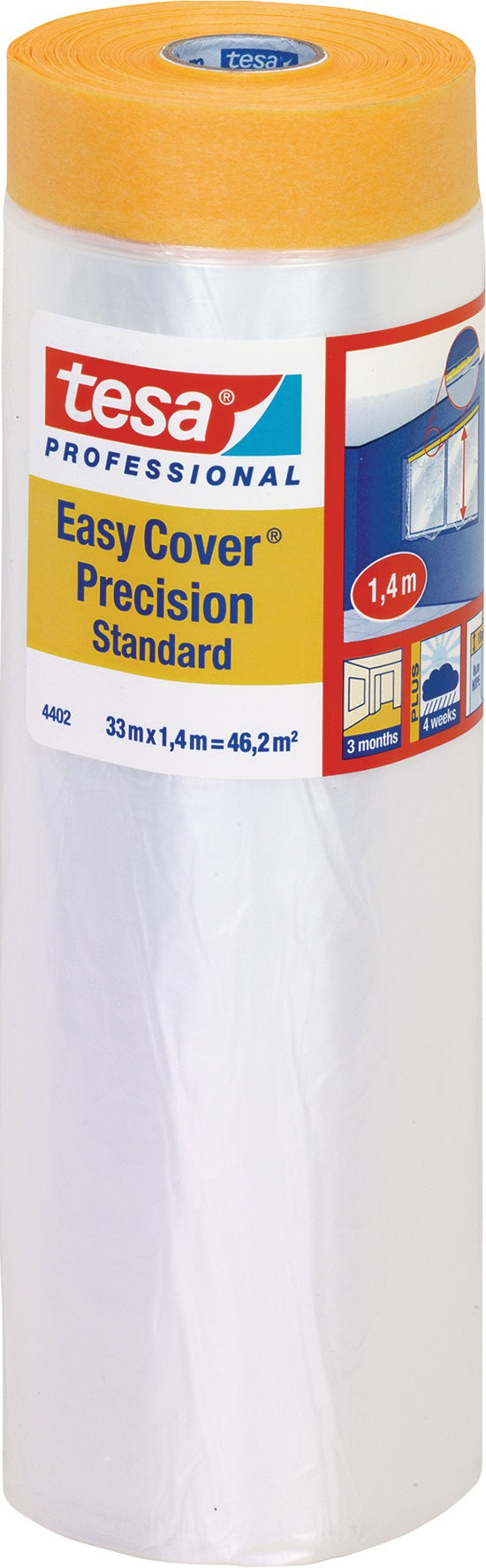 tesa Easy Cover 4402 Präzisions-Abdeckband 550 mm x 33 m – HDPE-Folienband für saubere Farbkanten