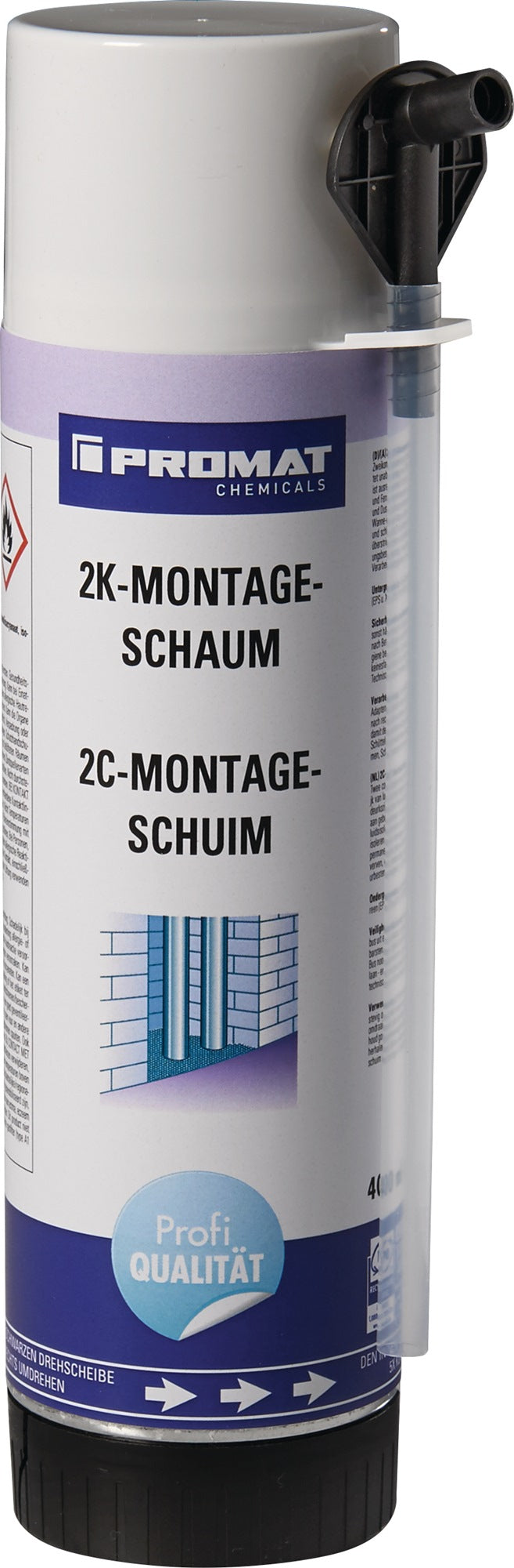 PROMAT CHEMICALS 2K-Montageschaum 400 ml B2 hellgrün – 12 Stück mit Einweghandschuhen
