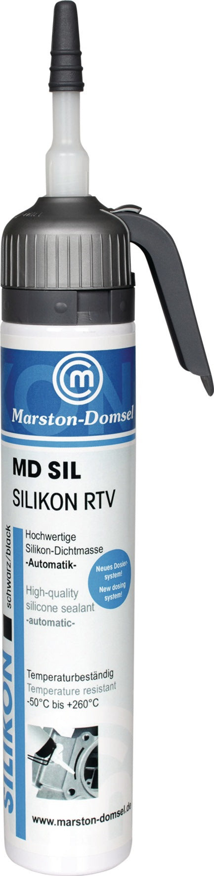 MARSTON Silikondichtmasse MD SIL transparent 200 ml Automatik-Kartusche – temperaturbeständig -60 bis +260 °C