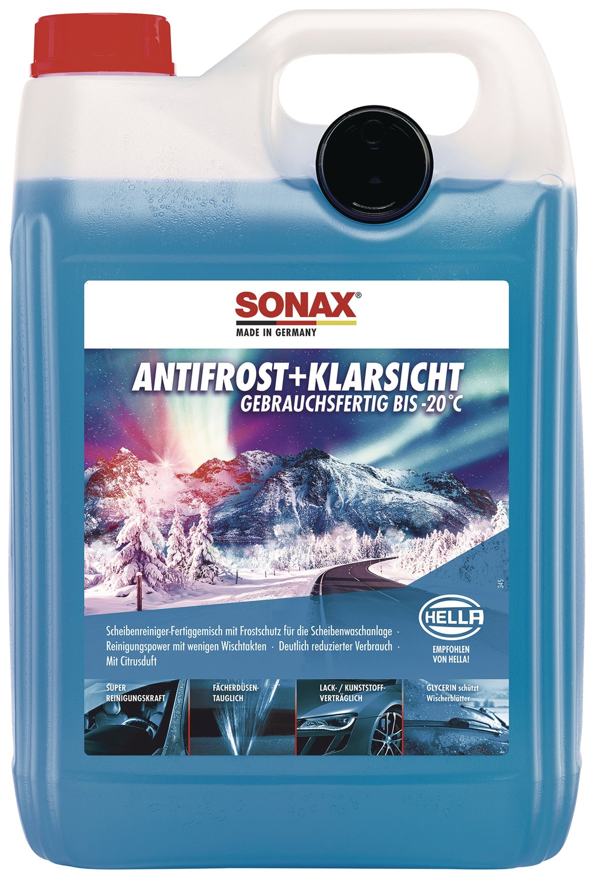 SONAX Scheibenreiniger AntiFrost+KlarSicht bis -20°C Citrus, 5 l Kanister