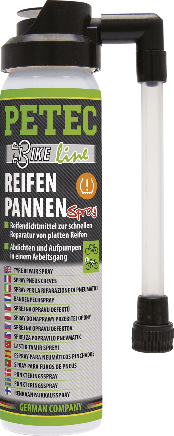PETEC Reifenpannenspray 75 ml – Sofort-Pannenhilfe für Fahrradreifen, 12er-Pack