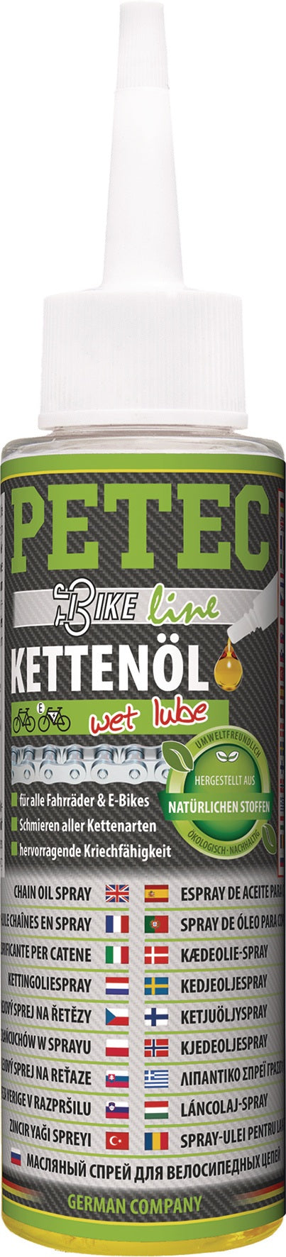 PETEC Kettenöl Wet Lube 100 ml transparent Tropfflasche – 12 Stück