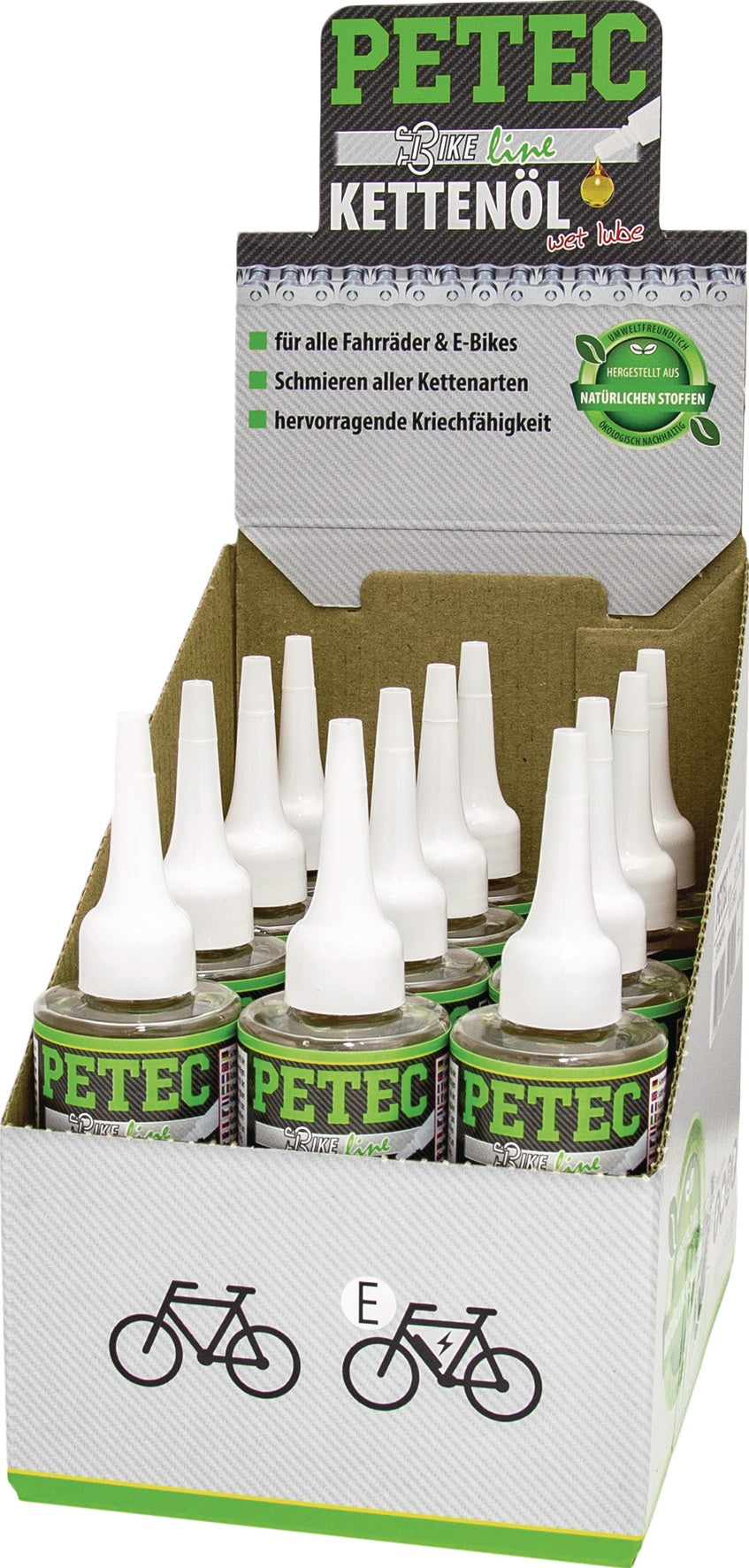 PETEC Kettenöl Wet Lube 100 ml transparent Tropfflasche – 12 Stück