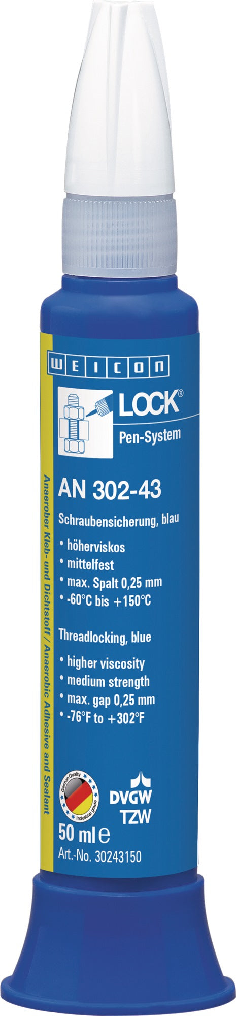 WEICONLOCK AN 302-43 Schraubensicherung 50 ml Pen – mittelfest, blau, DVGW/KTW/NSF S4