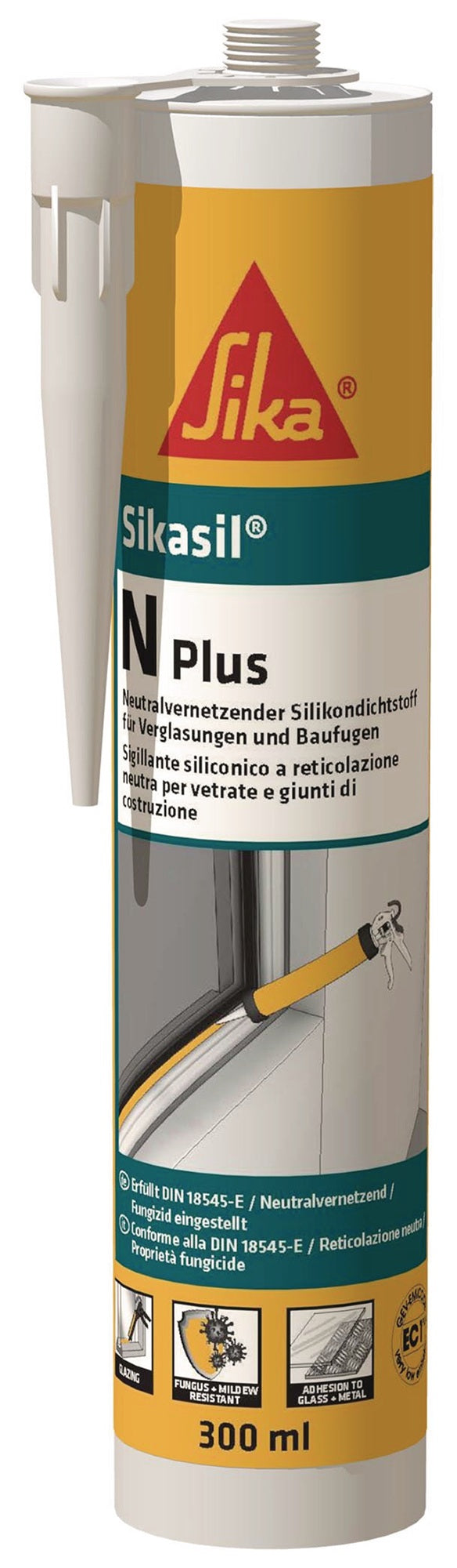 SIKA Silicondichtstoff SIKASIL N plus 300 ml Kartusche transparent – neutralvernetzend, witterungsbeständig
