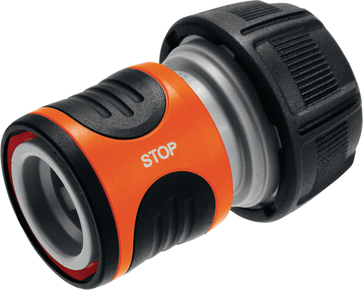 GARDENA Schlauchkupplung Wasserstopp 1/2, 5/8 Zoll 13,15 mm – mit Auto-Wasserstop-Funktion, frostbeständig, Kunststoff