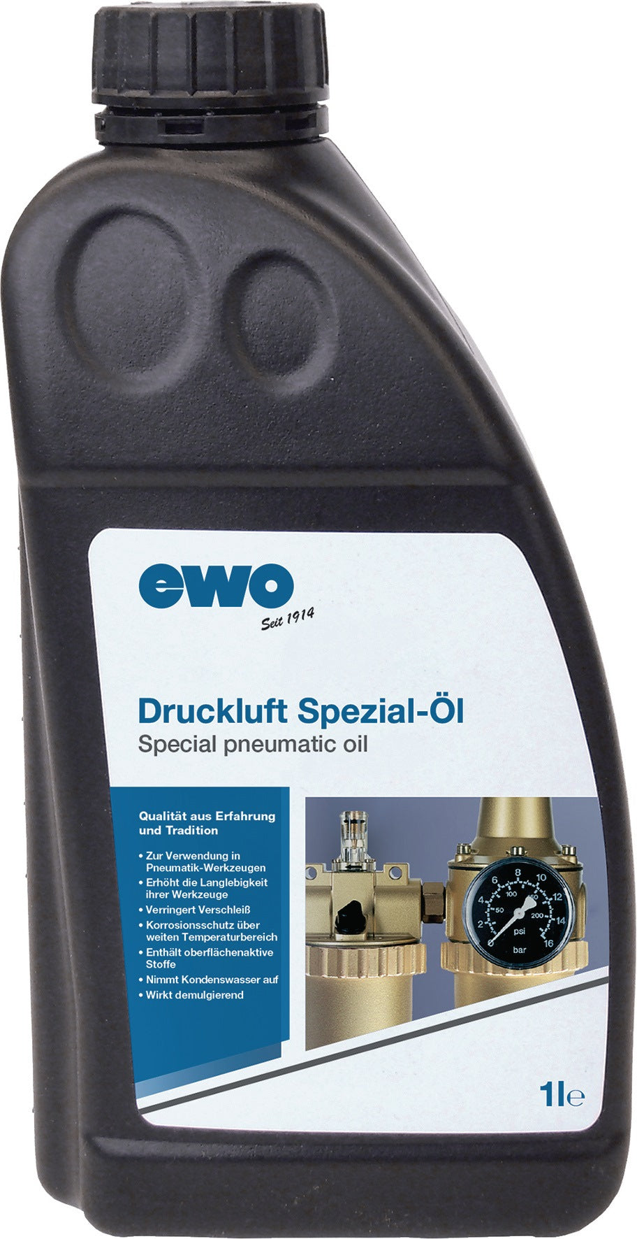 Druckluftspezialöl 1l Flasche EWO – ISO VG32 für Druckluft-Nebelöler und Wartungseinheiten