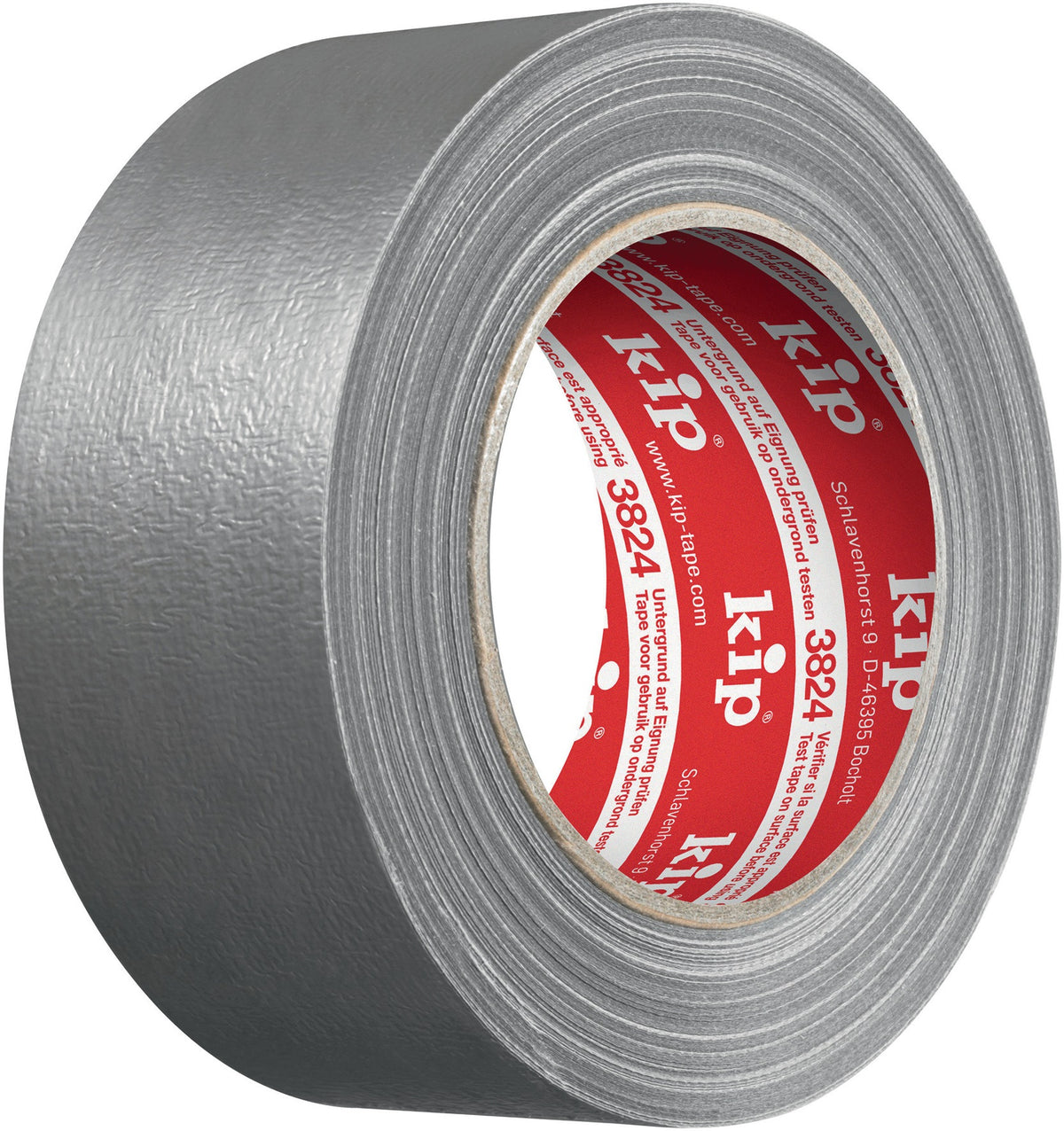 KIP Steinband 3824 silber 38 mm x 50 m – wasserabweisendes Gewebeband mit Hotmelt-Klebstoff