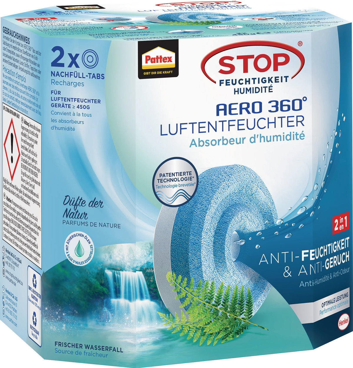 PATTEX Luftentfeuchter Aero 360 PA360 – 6er Pack, 6 Tabs à 450 g, für Räume bis 50 m³