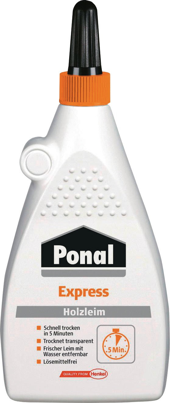 PONAL Holzleim Express 120g Flasche – Schnell abbindender Weißleim EN 204 D1/D2