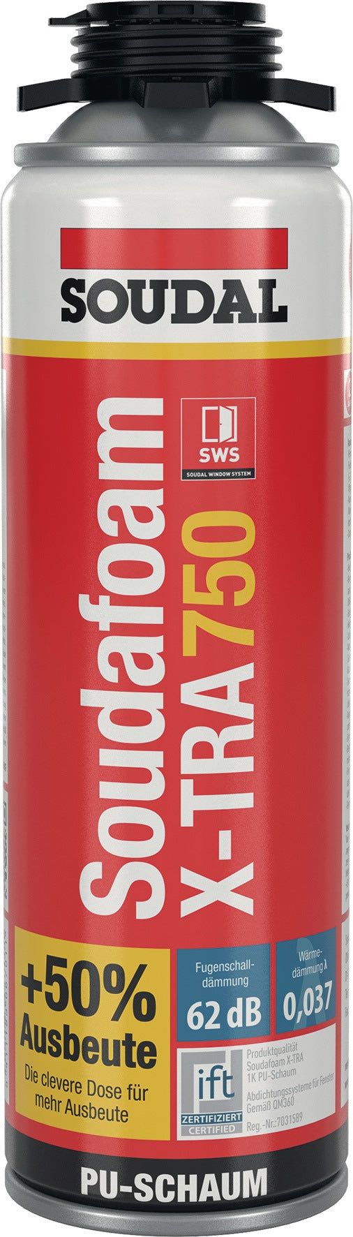SOUDAL SOUDAFOAM X-TRA 750 1K-Pistolenschaum 500 ml B2 grau