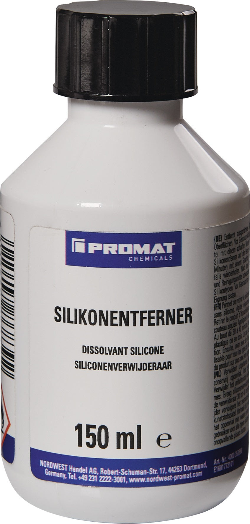 PROMAT CHEMICALS Silikonentferner Gel 150 ml Flasche mit Pinsel – für ausgehärtete Silikonreste