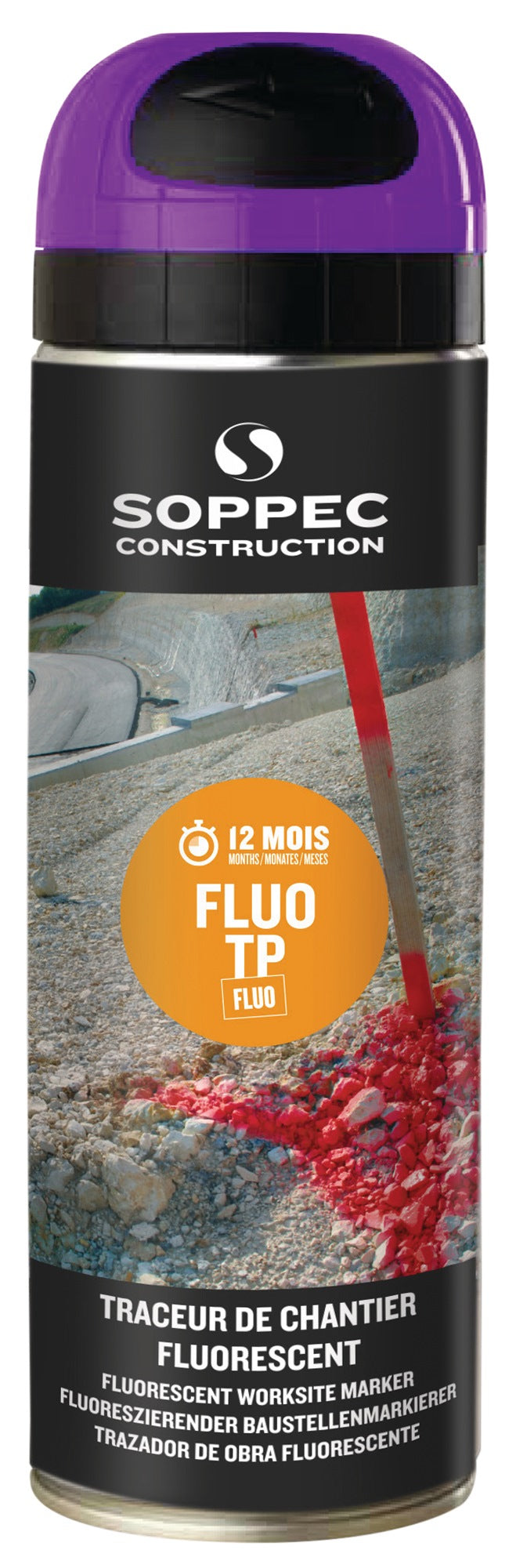 SOPPEC Baustellenmarkierspray FLUO TP neongrün 500 ml – 12er Pack, leuchtstark & präzise