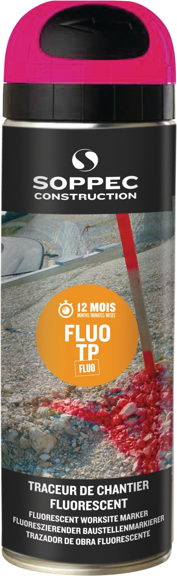 SOPPEC Baustellenmarkierspray FLUO TP neongrün 500 ml – 12er Pack, leuchtstark & präzise
