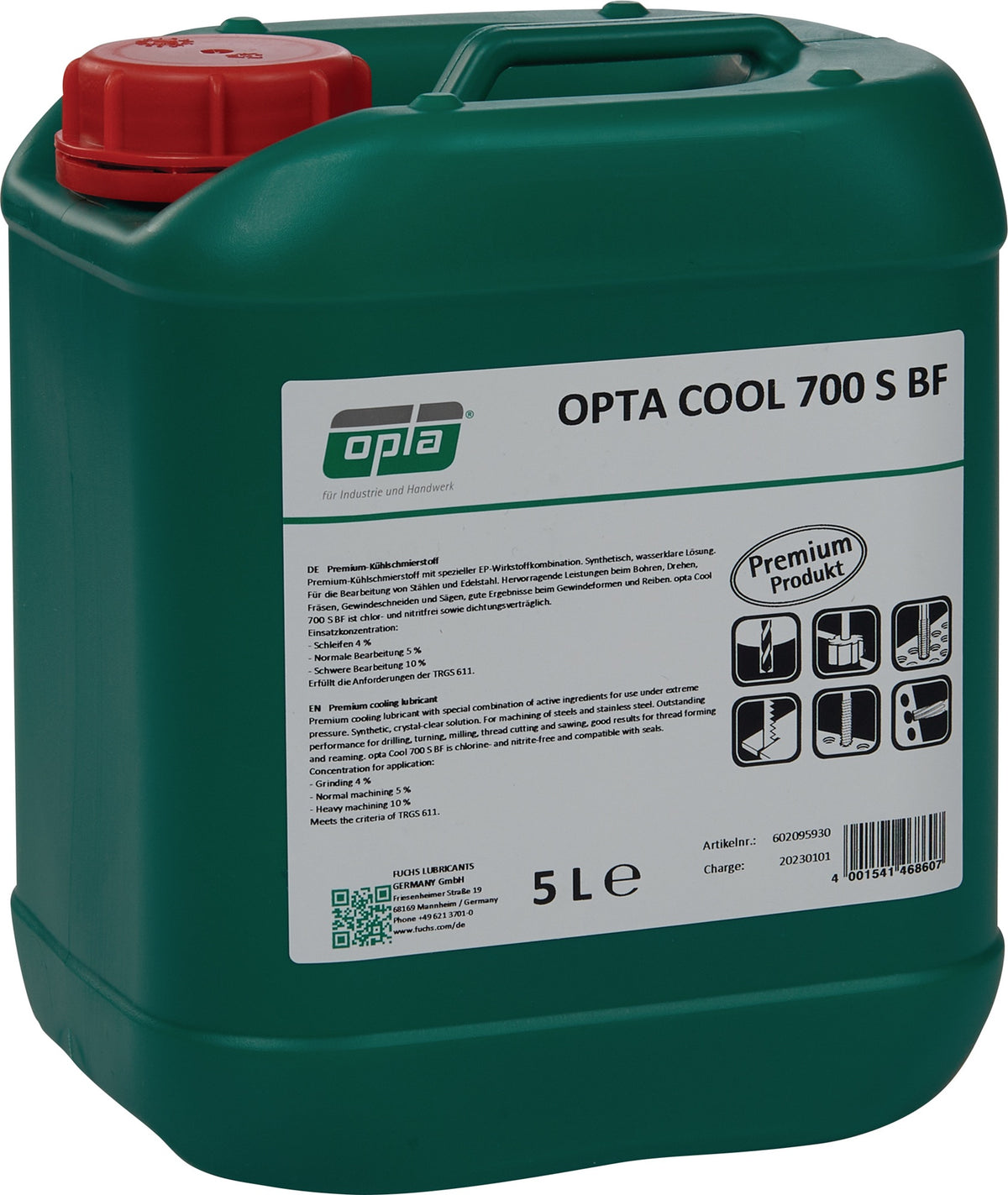 OPTA Cool 700 S BF Premium Kühlschmierstoff wassermischbar 5l Kanister von FUCHS