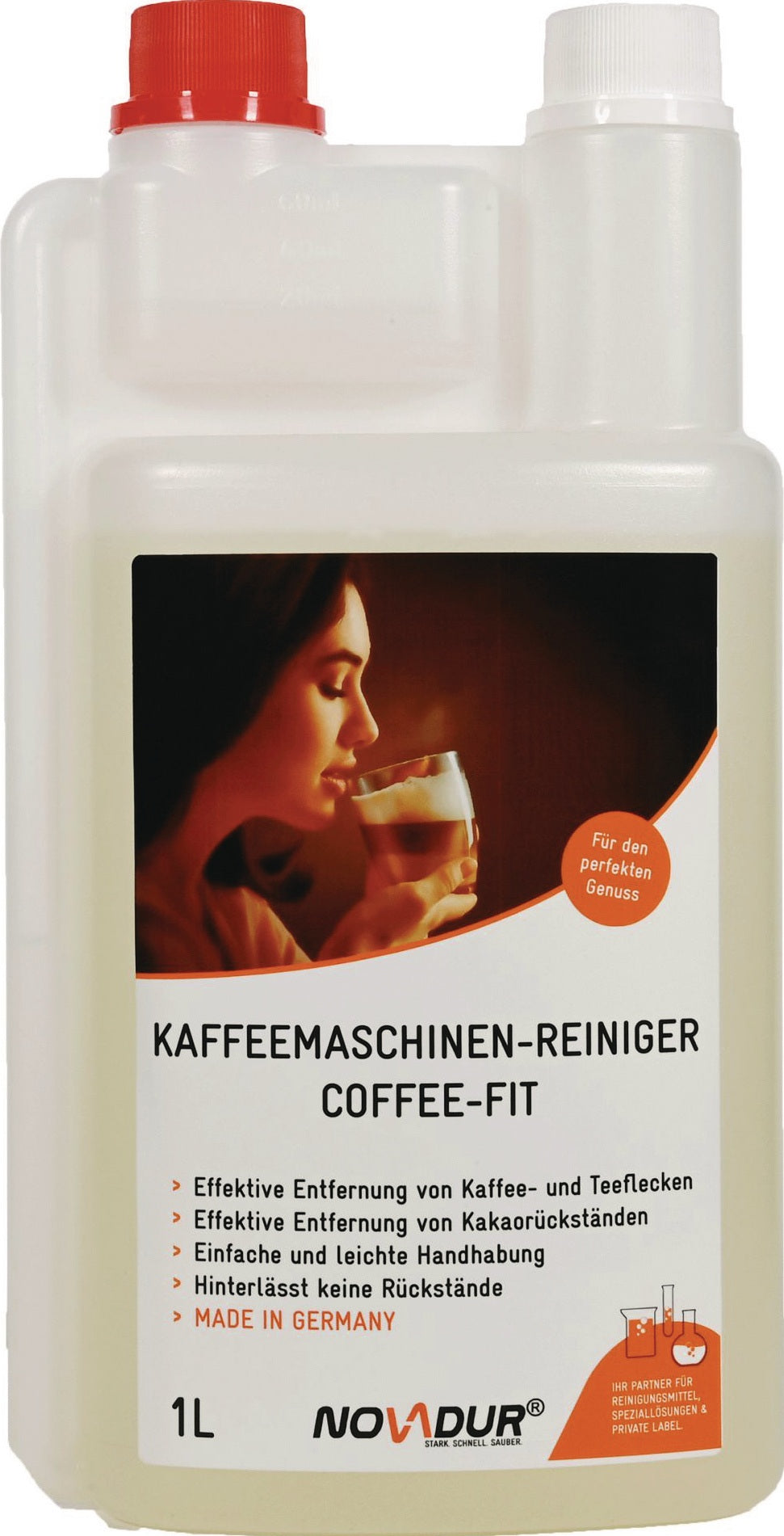 NOVADUR Kaffeemaschinenreiniger Coffee Fit 1l – Konzentrat gegen Kaffee-, Tee- und Kakaorückstände