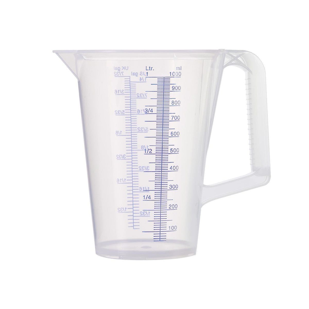 PRESSOL Messbecher 0,5 l mit blau bedruckter Skala aus Polypropylen – transparent, lebensmittelecht