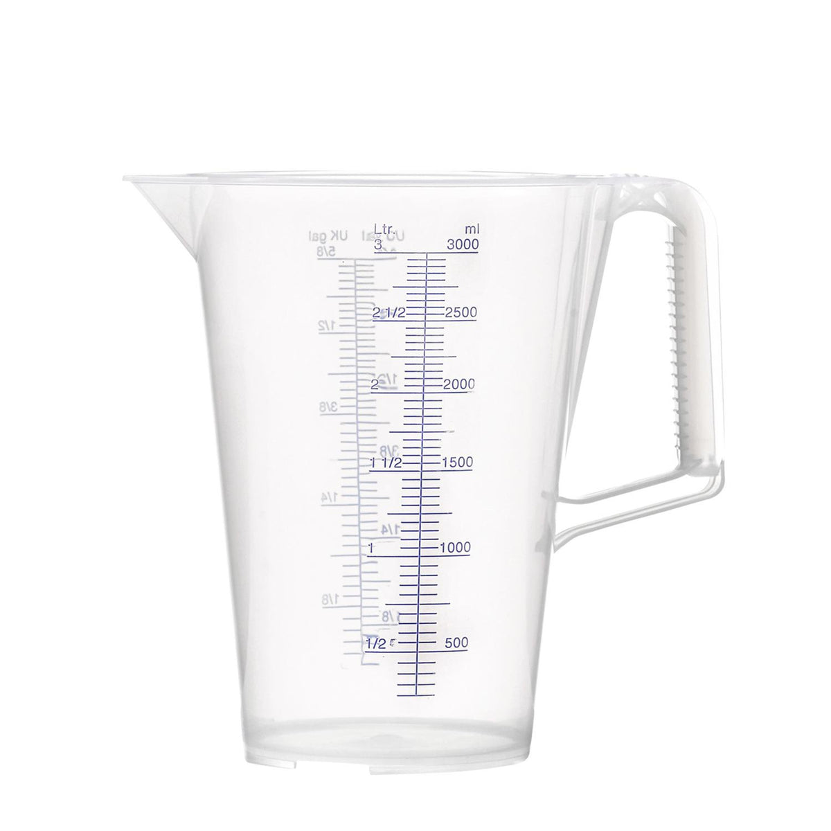 PRESSOL Messbecher 0,5 l mit blau bedruckter Skala aus Polypropylen – transparent, lebensmittelecht
