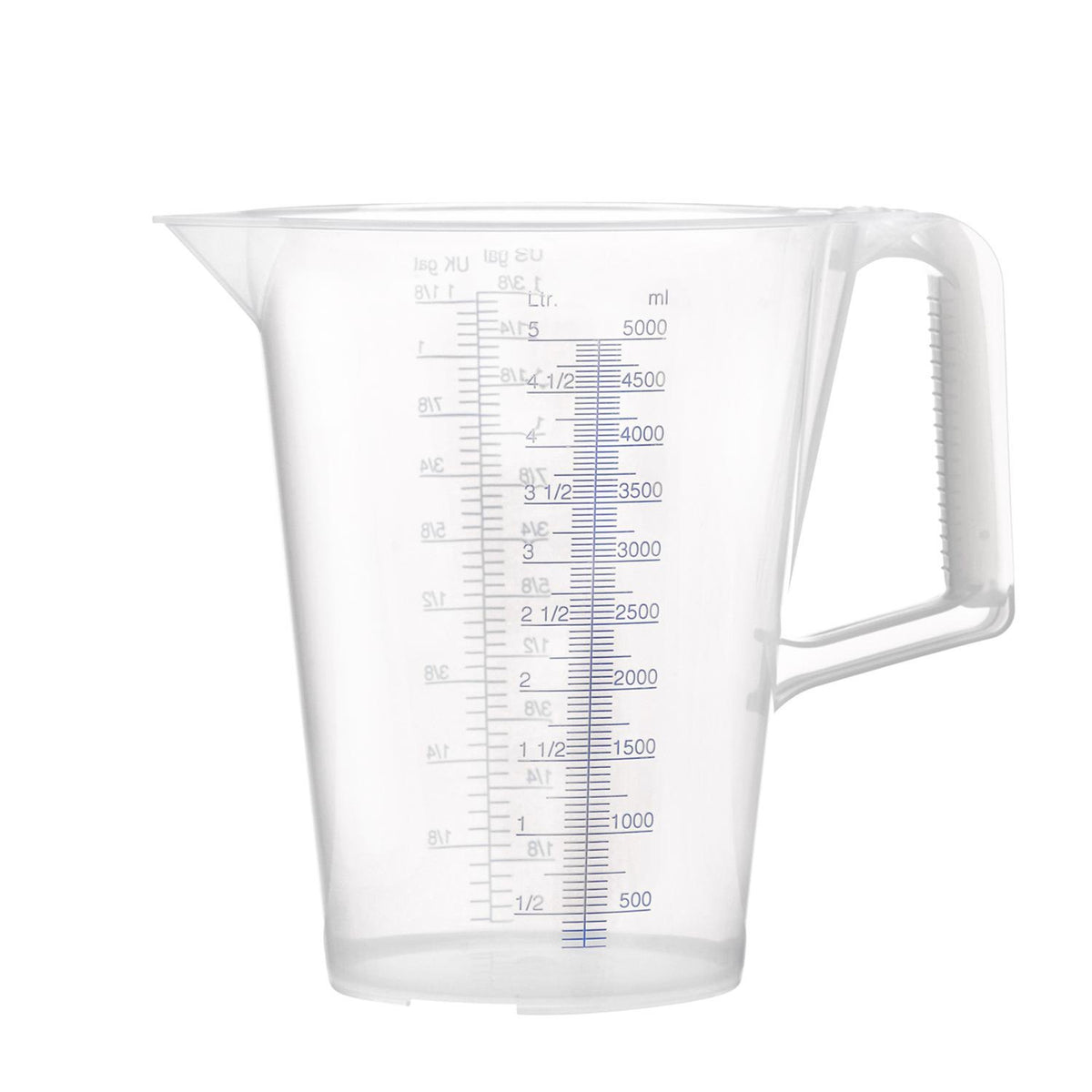 PRESSOL Messbecher 0,5 l mit blau bedruckter Skala aus Polypropylen – transparent, lebensmittelecht