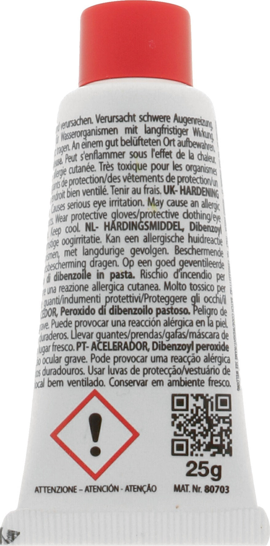 PRESTO Härter für 2K-Spachtelmassen rot 25g Tube – Selbstentfärbend