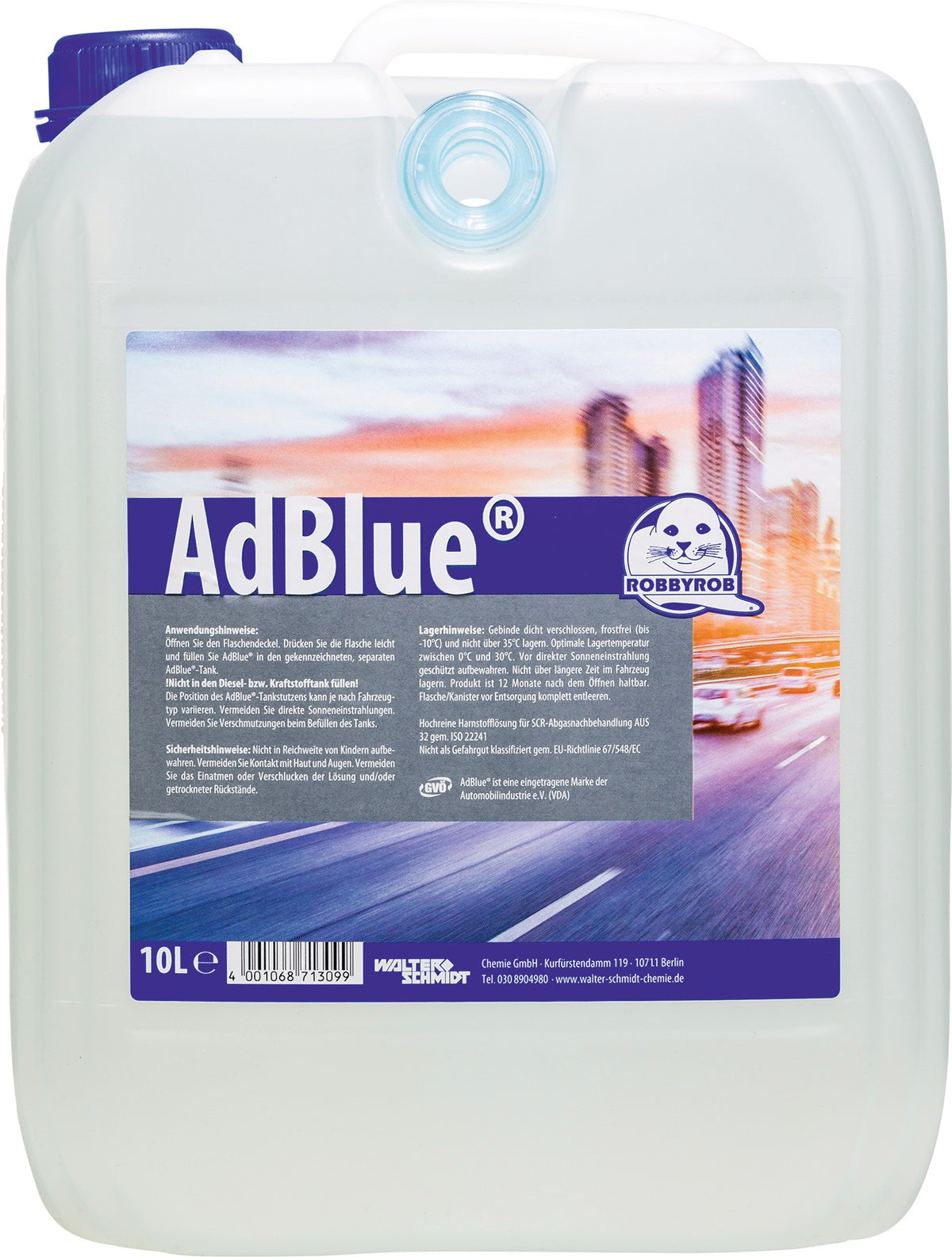 ROBBYROB AdBlue® Harnstofflösung 10l Kanister mit Einfüllhilfe – AUS 32 nach ISO 22241