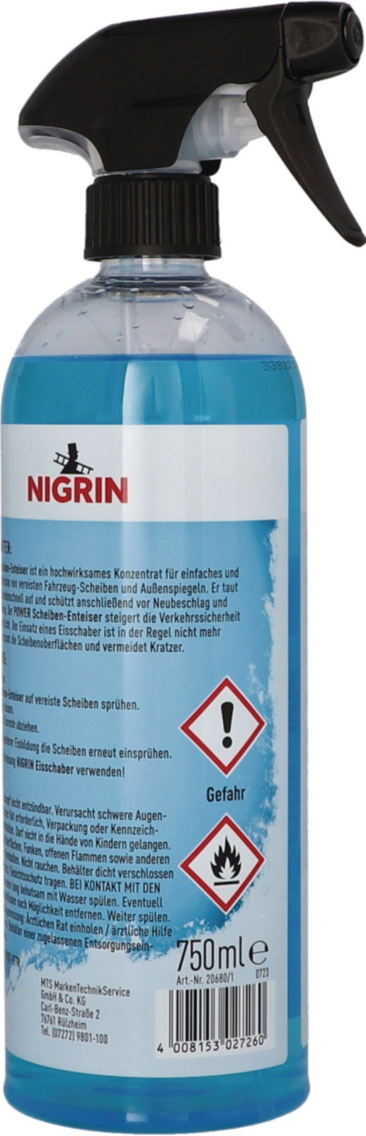 NIGRIN Scheiben-Enteiser POWER 750 ml Sprühflasche – 6er-Pack, bis -55 °C, Gletscherfrische