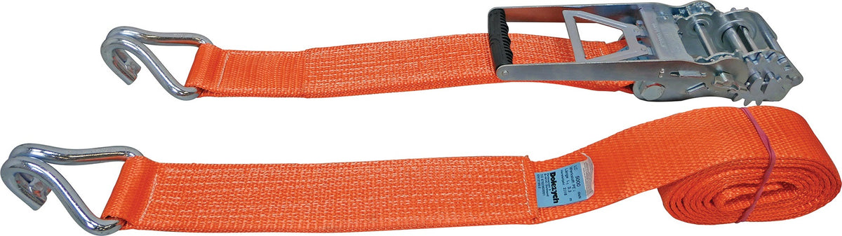 DOLEZYCH Zurrgurt DIN EN 12195-2 4m 75mm mit Getriebezugratsche und Profilhaken LC 10000 daN
