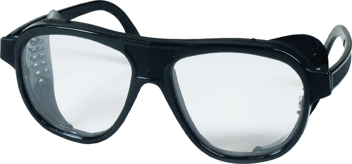 SCHMERLER Schutzbrille EN 166 mit schwarzen Bügeln und klarer Nylonscheibe