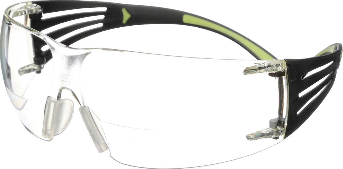 3M Schutzbrille Reader SecureFit™ 400 EN 166, EN 170 – Klare Scheibe, +1,5 Dioptrien, Schwarz/Grün