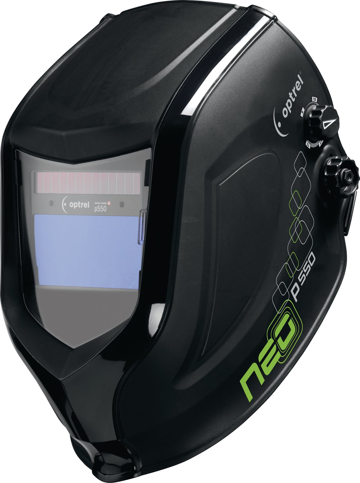 OPTREL Schweißerschutzhelm neo p550 – Automatikhelm mit 90 x 110 mm Sichtfeld, EN 379, DIN 4/9-13
