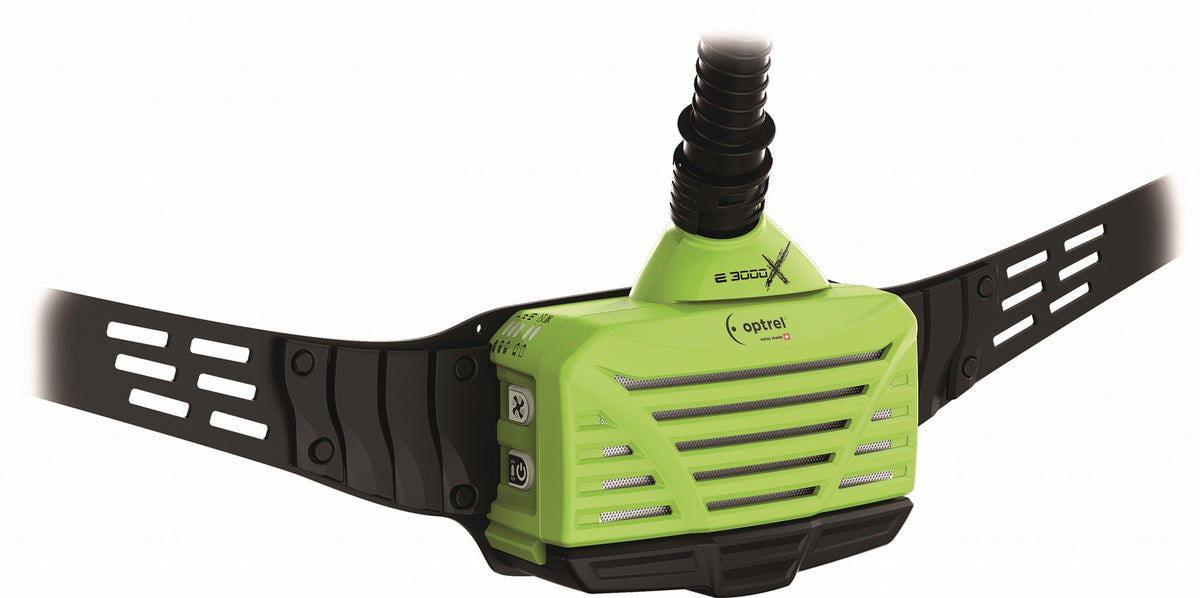 OPTREL Gebläseatemschutzgerät e3000X schwarz/grün – TH3, ATEX Zone 2/22, 240 l/min
