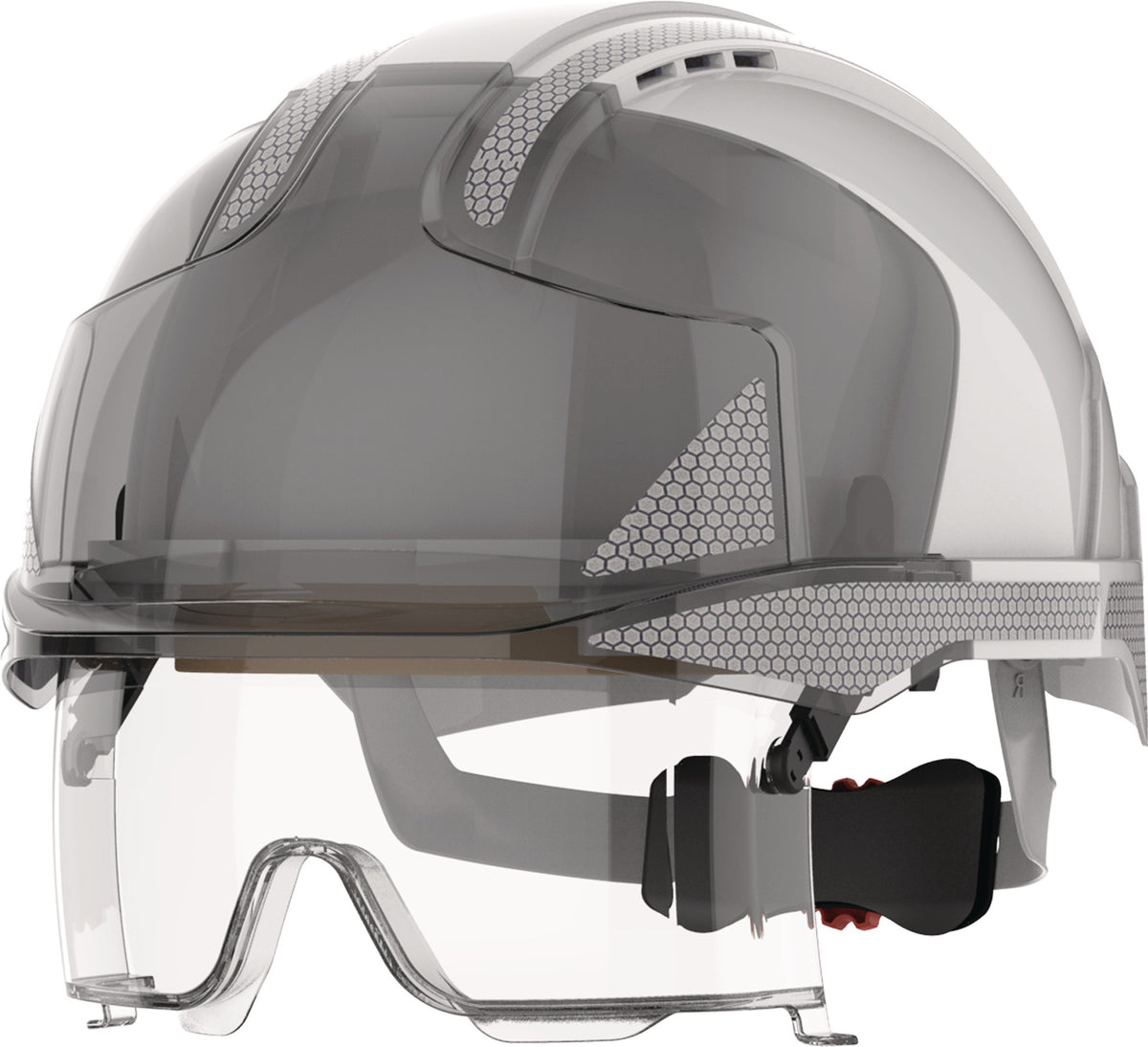 JSP EVO® VISTAlens® Industriehelm weiß/smoke ABS EN 397, EN 50365 mit Drehradverschluss