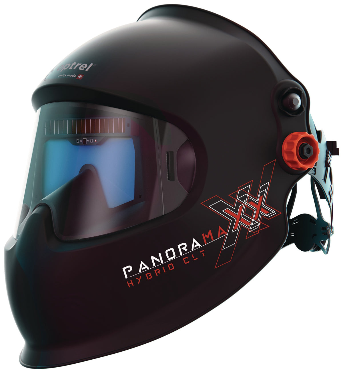 OPTREL Laserhelm Panoramaxx Hybrid schwarz 50x100mm – Schweißhelm mit ShadeTronic und Laserschutz
